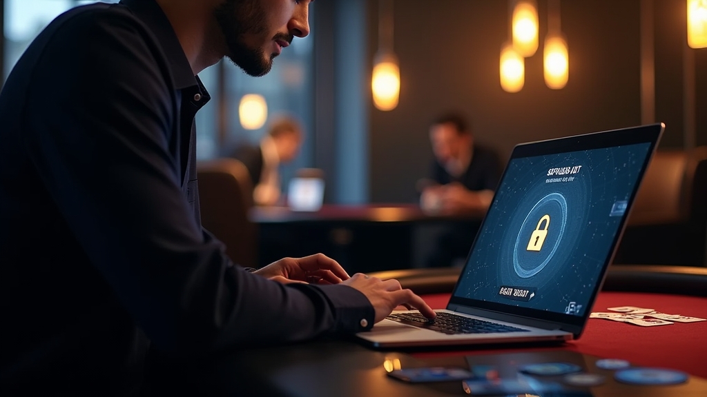 Security-focused player protecting a casino account on a laptop at night