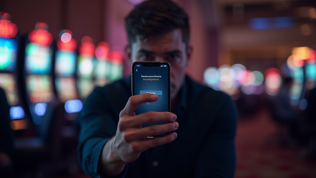 Smartphone login error shown in a dark casino setting