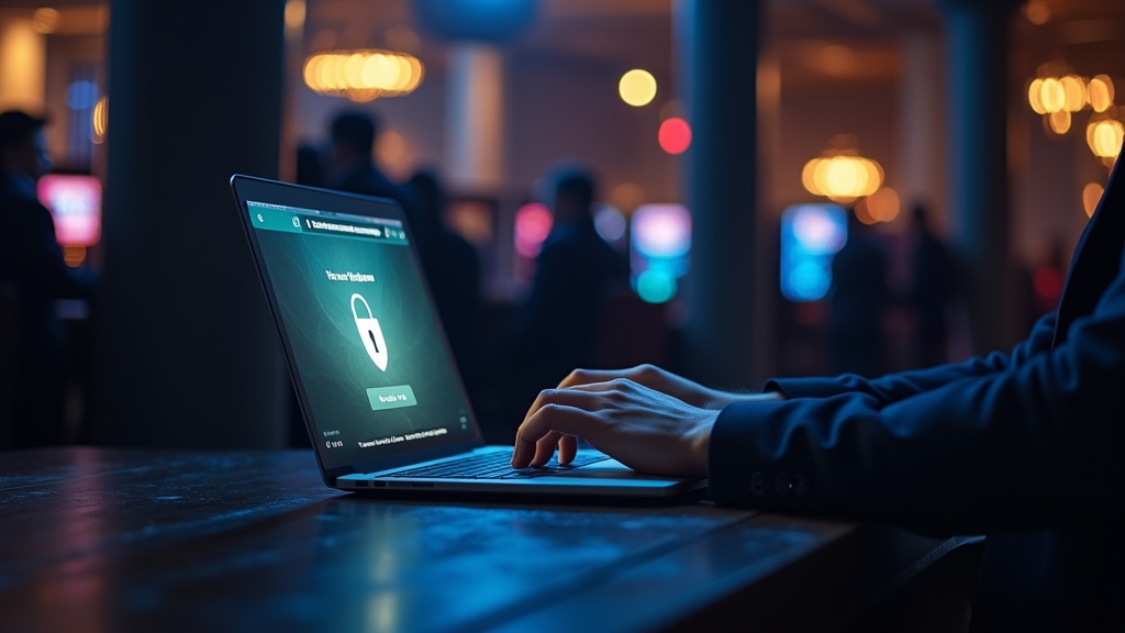 Player checking a secure casino login page on a laptop in a dark lounge