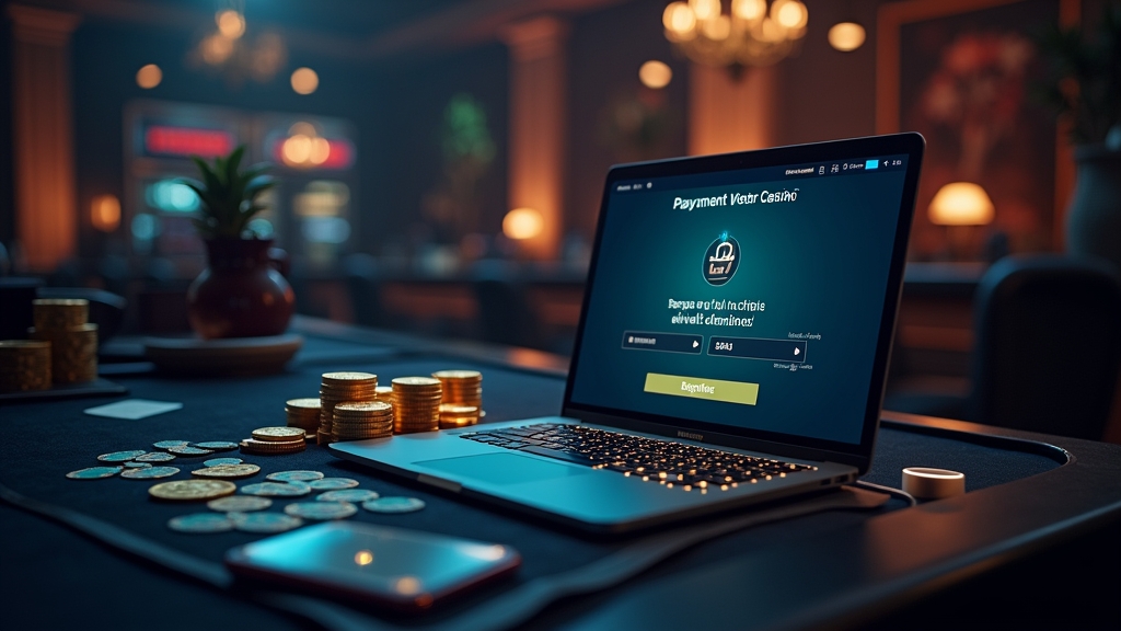 Casino cashier screen with withdrawal payment options and glowing financial icons